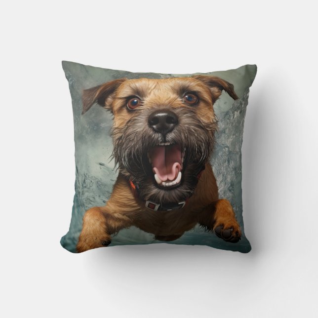 Almofada Cachorro Brincalhão Nadando Embaixo d'Água Design (Frente)
