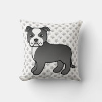 Cachorro Cartoon Staffie Preto E Branco Fofo & Pat