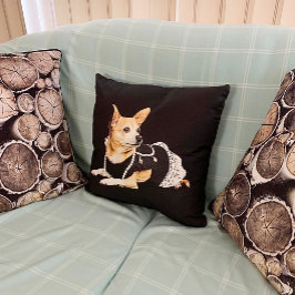Almofada Cachorro Chinhuahua Cachorro Tan Brown Negro Elega