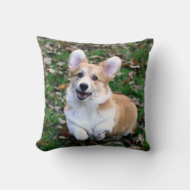 Almofada Cachorro Corgi Corgês Cortado Pulando (Frente)