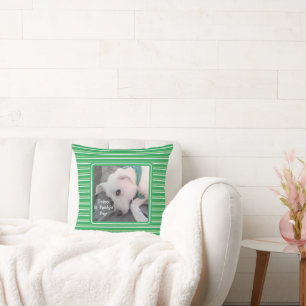 Almofada Cachorro Cortado com Listras Verdes Associadas ao