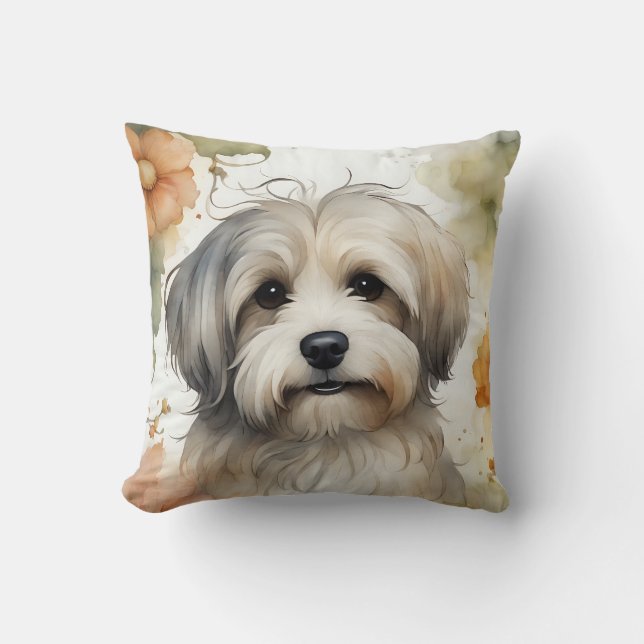 Almofada Cachorro Cute Havanese em Watercolor (Frente)