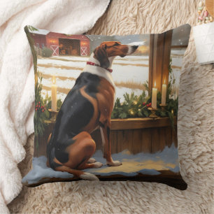 Almofada Cachorro da Raça English Foxhound Luzes de Natal F