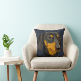 Almofada Cachorro Dachshund Preto e Ferrugem