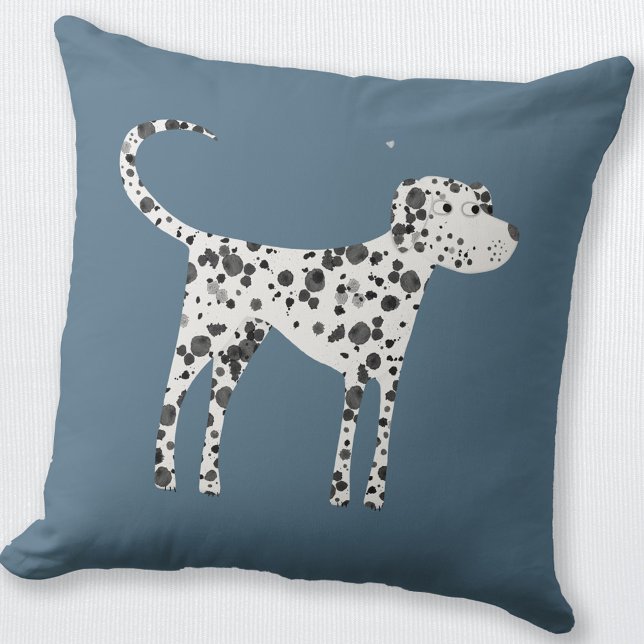 Almofada Cachorro Dalmaciano Verde (Dalmatian dog throw pillow in teal green)