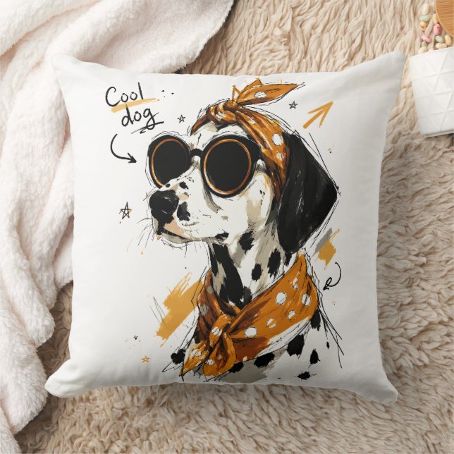Almofada Cachorro dálmata legal com óculos de sol e laço de (Cobertor)
