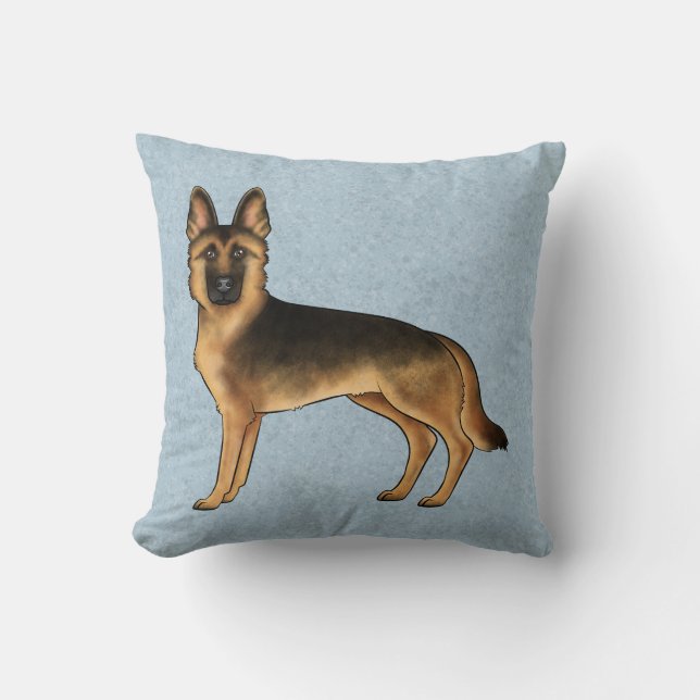 Almofada Cachorro De Cartografia Preto E German shepherd Em (Frente)