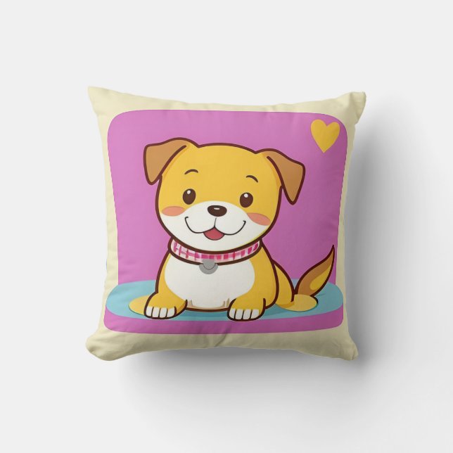 Almofada Cachorro de Desenho Adorável Com Expressão Alegre (Frente)
