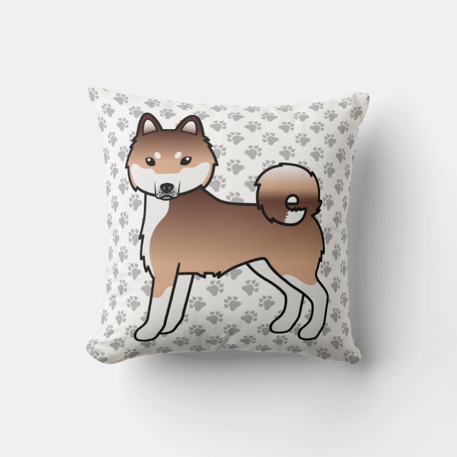 Almofada Cachorro de desenho Alaskan Klee Kai vermelho e br (Frente)