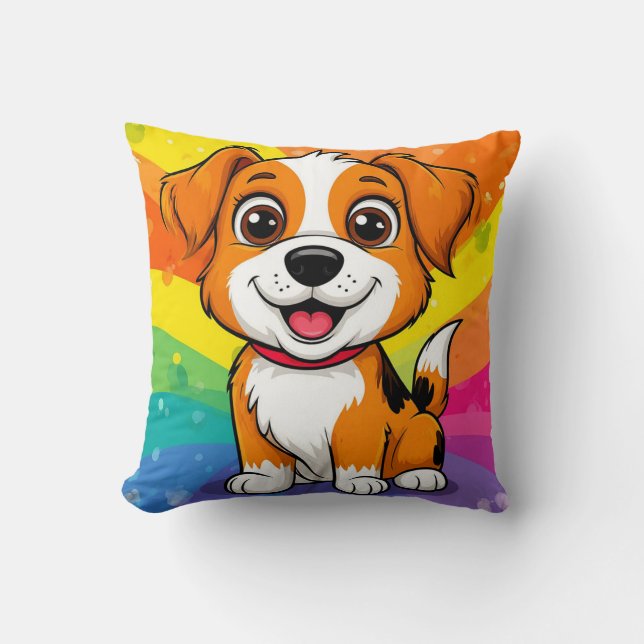 Almofada Cachorro de desenho animado com expressão alegre (Frente)