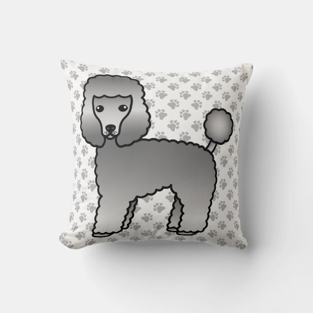 Almofada Cachorro de desenho animado fofo Poodle Toy cinza (Frente)