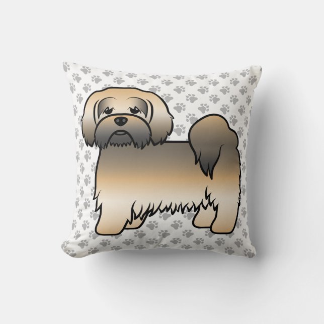 Almofada Cachorro de desenho animado Lhasa Apso Sable Doura (Frente)