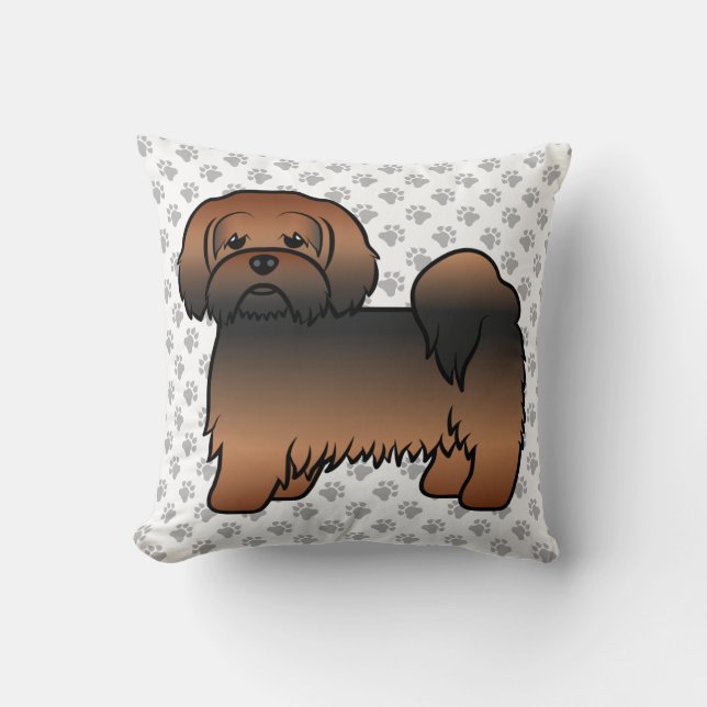 Almofada Cachorro de desenho animado Lhasa Apso Sable Verme (Frente)