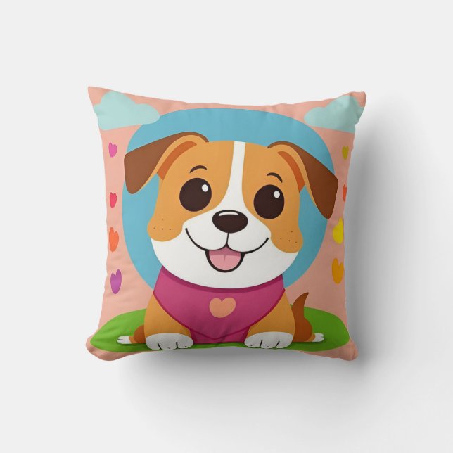 Almofada Cachorro de desenho animado para design de quarto  (Frente)