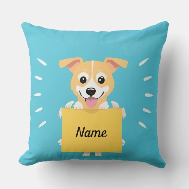 Almofada Cachorro de Desenho com Nome Personalizado Present (Frente)