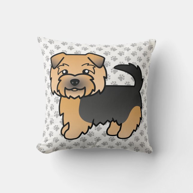 Almofada Cachorro de desenho Norfolk Terrier preto e bronze (Frente)