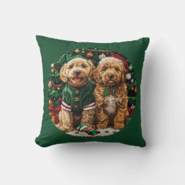 Almofada Cachorro de Goldendoodle de Natal