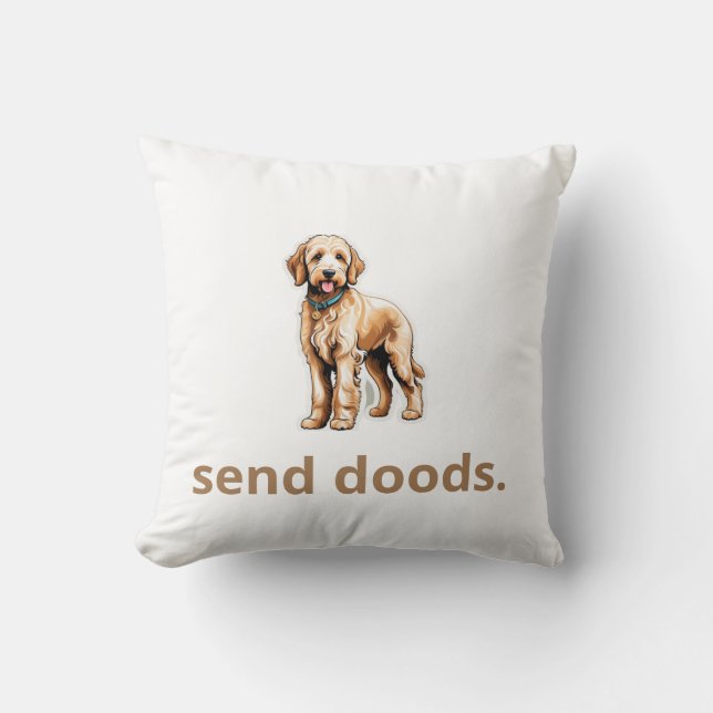 Almofada Cachorro de Goldendoodle "Enviar Doods" (Frente)