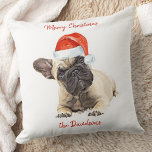 Almofada Cachorro de Natal Cachorro-Cachorro Francês<br><div class="desc">Decorre sua casa nesta temporada de festas com esses adoráveis Papais noeis de Cachorro Cachorro Cachorro Cachorro Cachorro e decor correspondente. Este travesseiro de natal de cachorro fofo será um favorito entre os amantes de cachorro. Visite nossa coleção para combinar cartões de natal de cão, decoração doméstica e presentes. COPYRIGHT...</div>