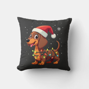Almofada Cachorro de Natal Dachshund Papai Noel Xmas Wiener