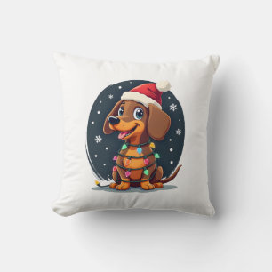 Almofada Cachorro de Natal Dachshund Papai Noel Xmas Wiener