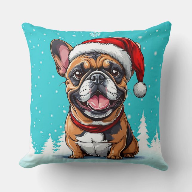 Almofada Cachorro de Natal fofo (Frente)