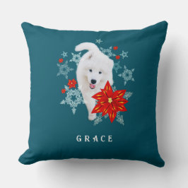 Almofada Cachorro de Natal Samoyed personalizado