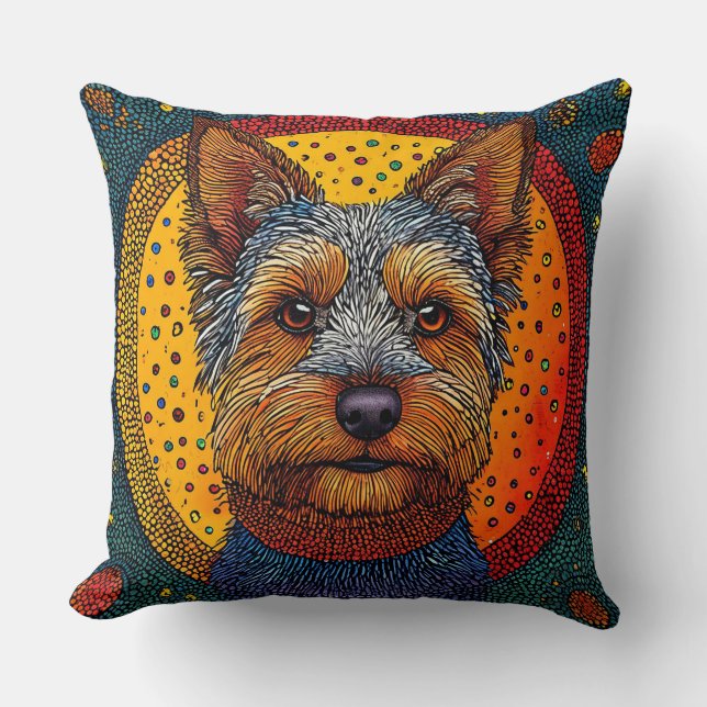 Almofada Cachorro em Estilo de Arte com Pontos (Frente)