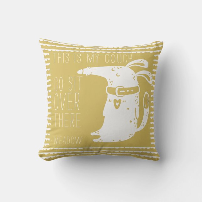 Almofada Cachorro Engraçado Personalizado Dourado (Frente)