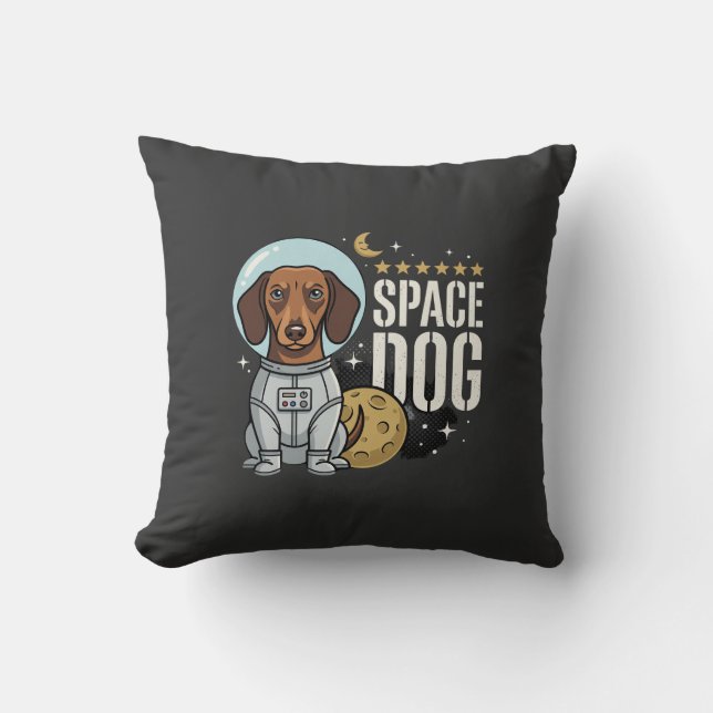 Almofada Cachorro Espacial Dachshund Astronauta Vetor (Frente)