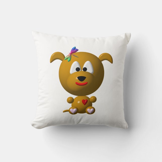 Almofada Cachorro Fofo com Libélula (Frente)