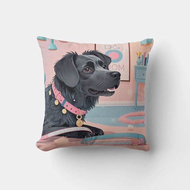 Almofada Cachorro fofo rosa azul brilho mãe de cachorro (Frente)