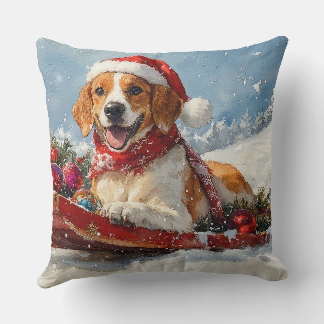 Almofada Cachorro Foxhound Inglês Americano no Trenó de Nat (Verso)