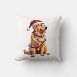 Almofada Cachorro Golden Retriever Papai Noel Natal Xmas Lu