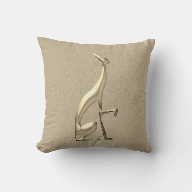 Almofada Cachorro Greyhound Dourado Elegante (Frente)