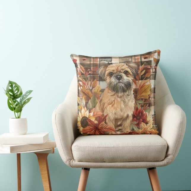 Almofada Cachorro Griffon de Bruxelas de Outono Aquarela Fl (Cadeira)