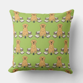 Almofada Cachorro Inteligente Golden Retriever Escritor Liv