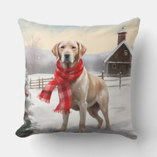 Almofada Cachorro Labrador na Neve Natal