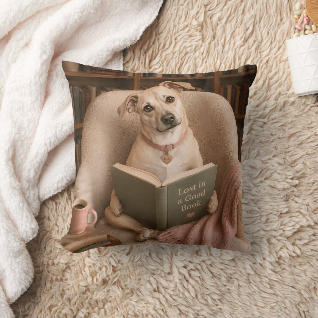Almofada Cachorro Leitor Fofo Ilustração de Aquarela da Bib (Cobertor)
