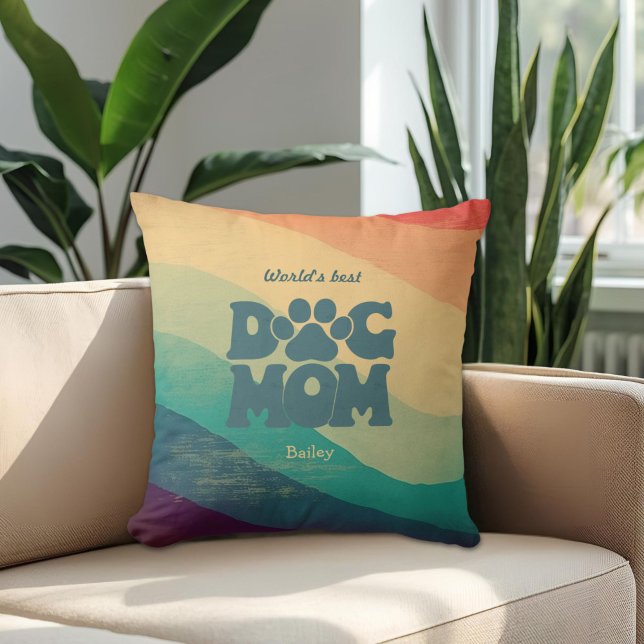 Almofada Cachorro Mãe Retro Groovy Personalizado (Criador carregado)