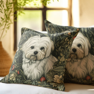 Almofada Cachorro Maltês Bonito num Jardim do Estilo Willia