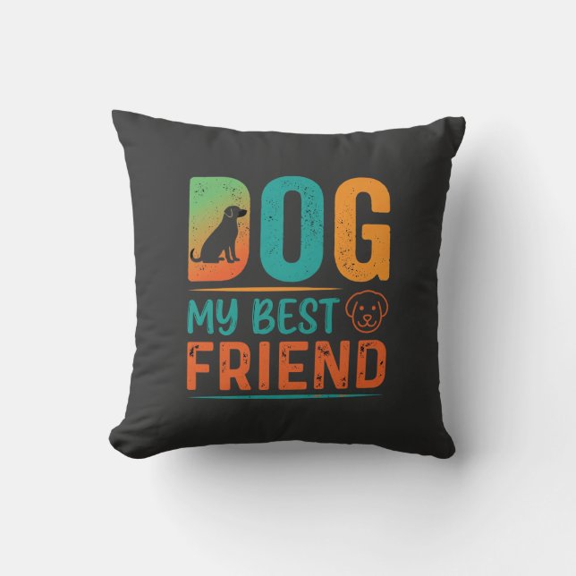Almofada Cachorro Meu Melhor Amigo Design Retro (Frente)