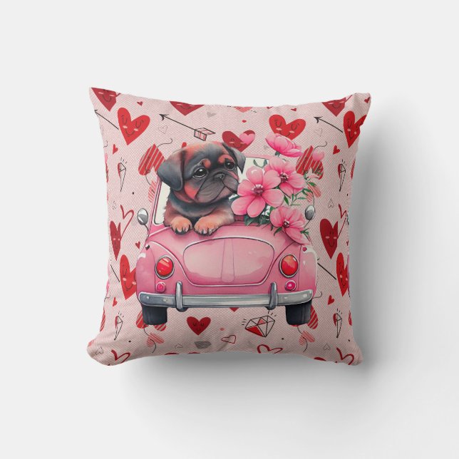 Almofada Cachorro num carro com coração (Frente)