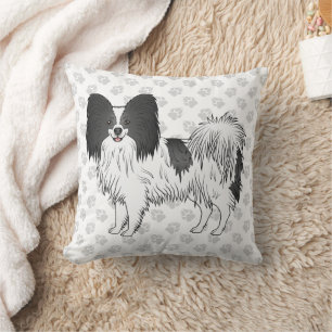 Almofada Cachorro Papillon Desenho Animado Preto E Branco C