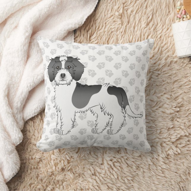 Almofada Cachorro & Patas Mini Goldendoodle Preto Parti-col (Cobertor)