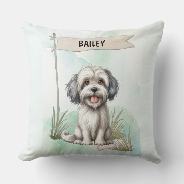 Almofada Cachorro Personalizado de Água-forte da Raça Lowch (Frente)