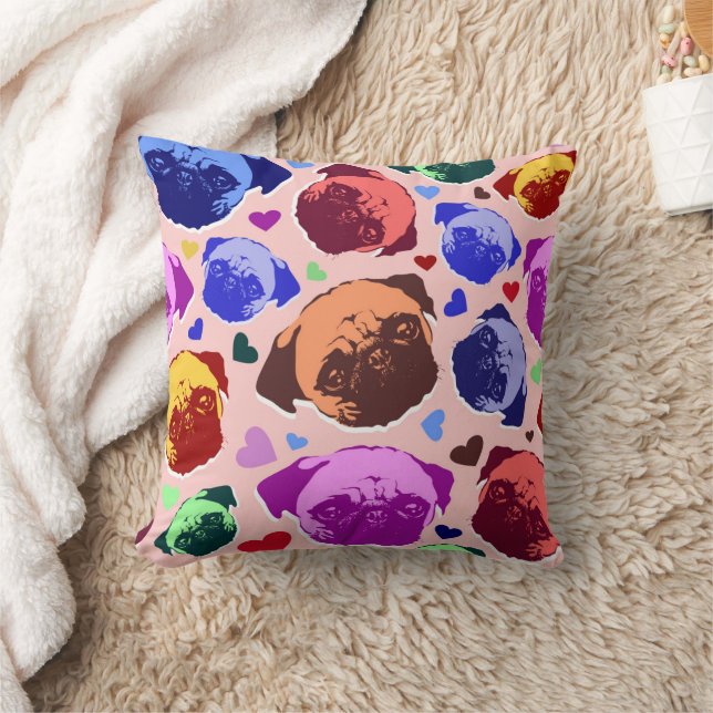 Almofada Cachorro Pug Filhote PopArt Estilo Retro (Cobertor)