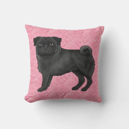 Almofada Cachorro Pug Preto Desenho Animado Limpa Coração d