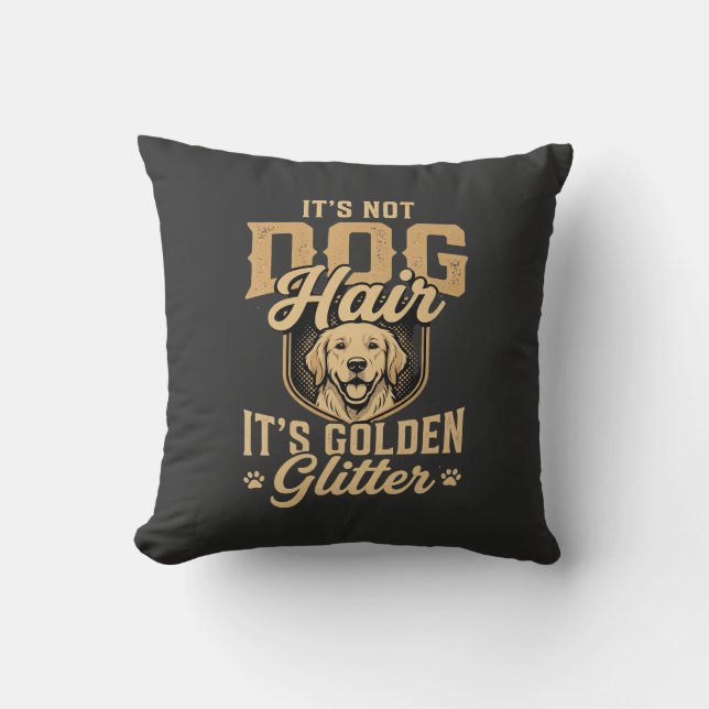 Almofada Cachorro Retriever Dourado Engraçado Cabelo Brilho (Frente)