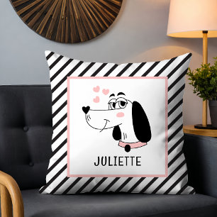 Almofada Cachorro Romântico Corações Cor-de-Rosa Personaliz